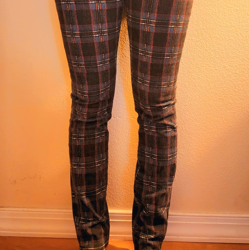 PAIGE Hoxton Ultra-skinny High-rise Jeans in Black Atlantic Tartan Plaid